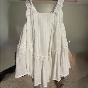 White Sleeveless Ruffle Top